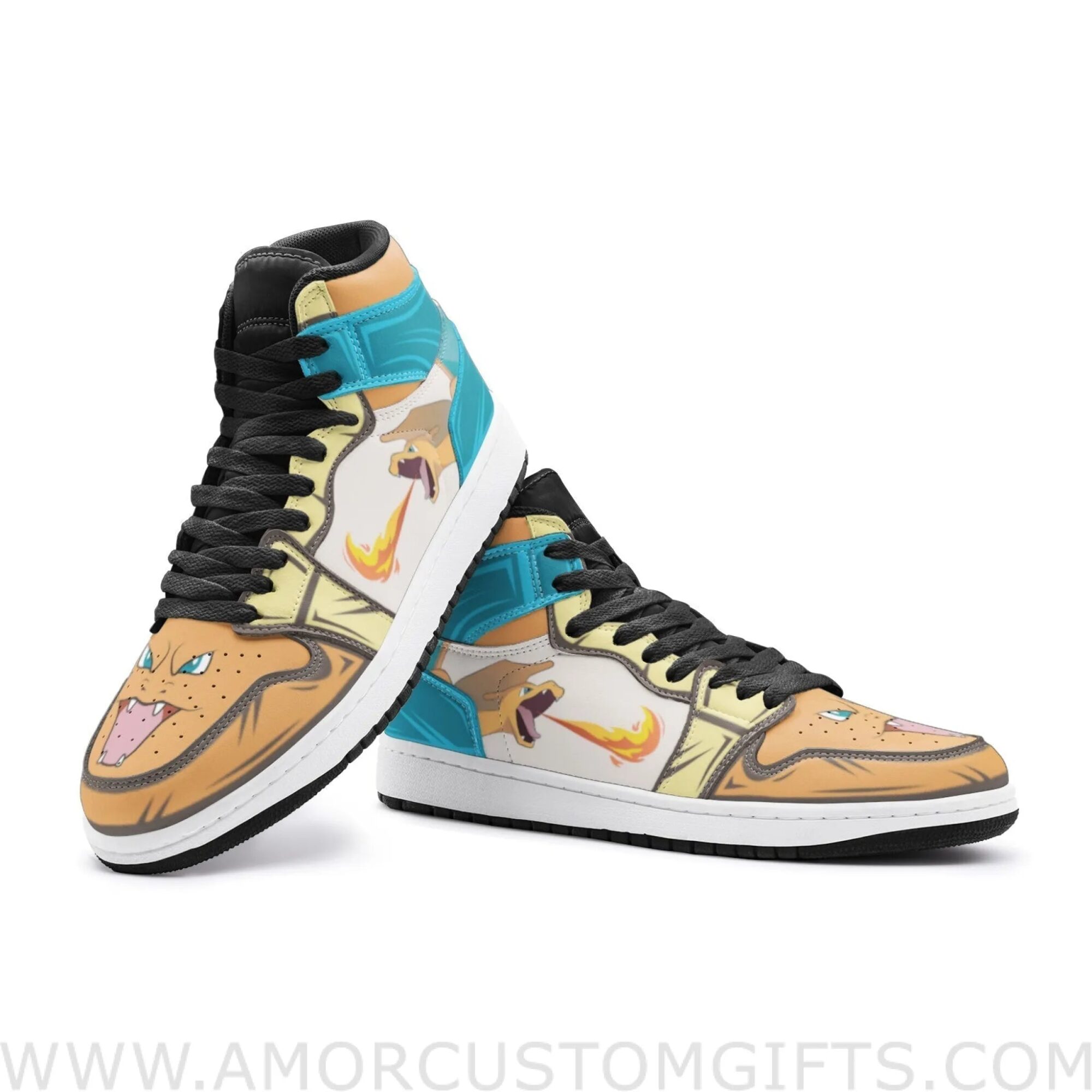 Custom Charizard Roar Pokemon Mid Top Basketball Sneakers Shoes | Personalizable Anime Fan Sneakers