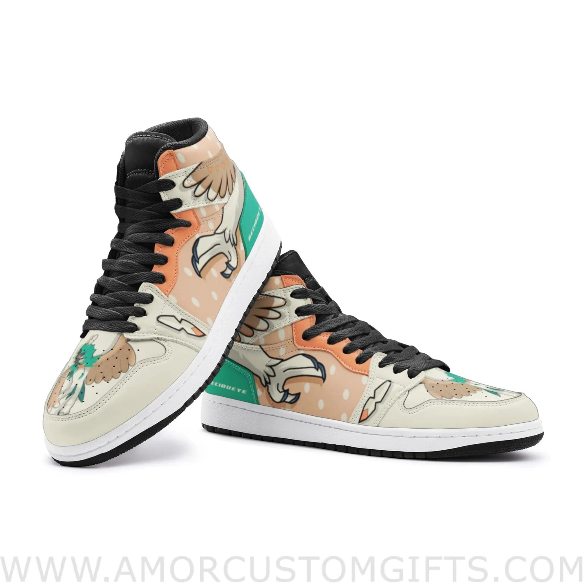 Custom Decidueye Pokemon Mid Top Basketball Sneakers Shoes | Personalizable Anime Fan Sneakers