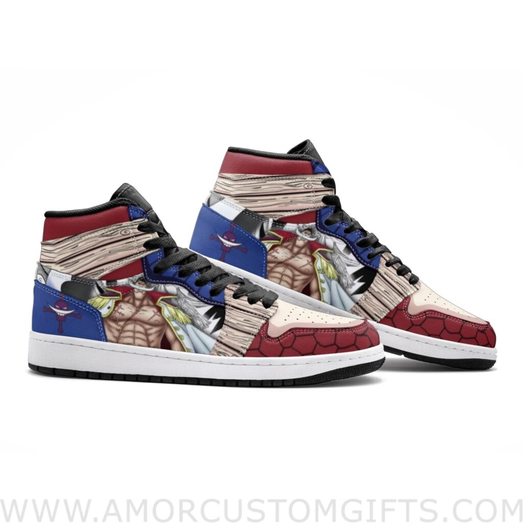 Custom Edward Newgate One Piece Mid Top Basketball Sneakers Shoes | Personalizable Anime Fan Sneakers