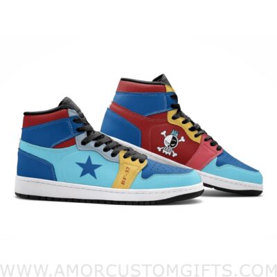 Custom Franky One Piece Mid Top Basketball Sneakers Shoes | Personalizable Anime Fan Sneakers