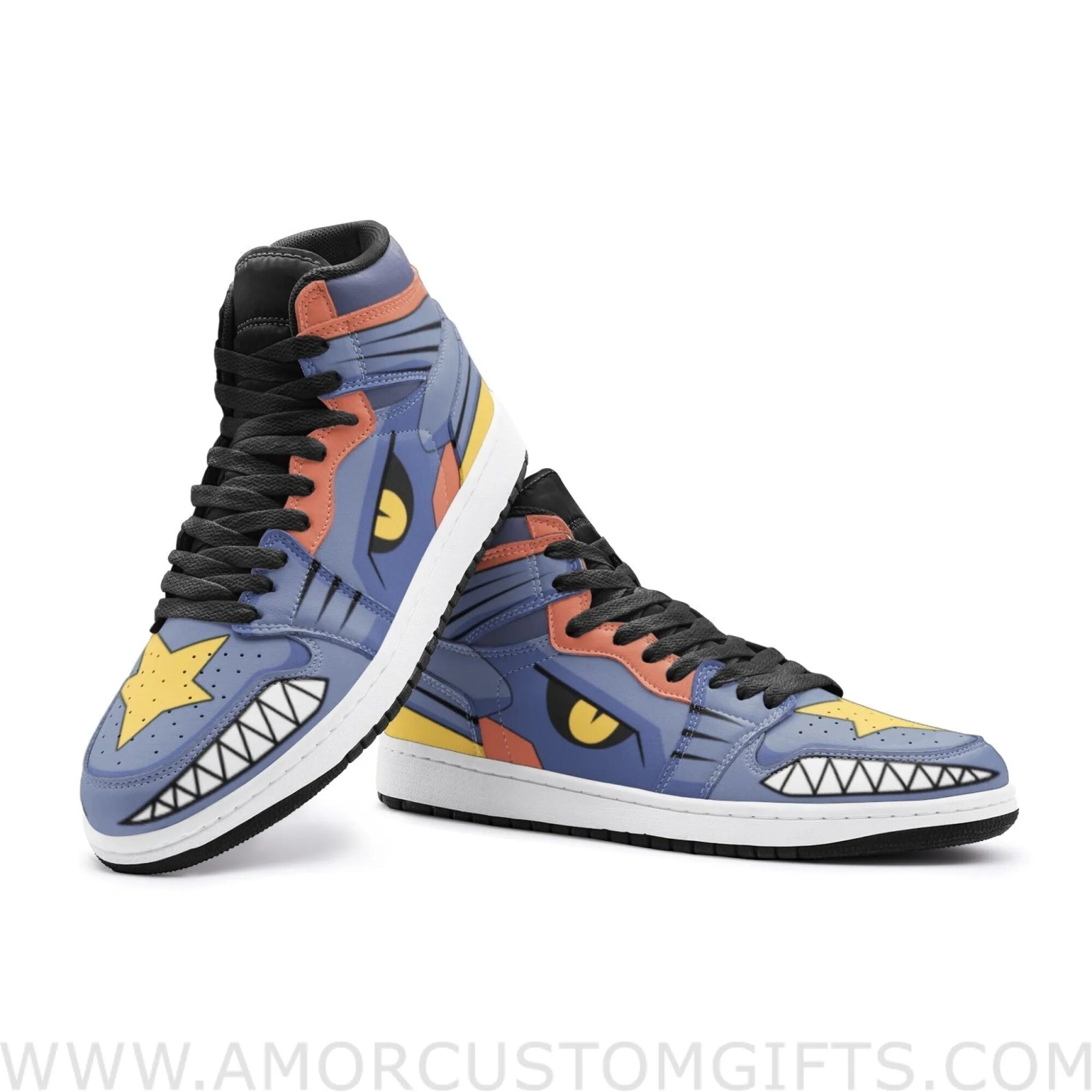 Custom Garchomp Pokemon V2 Mid Top Basketball Sneakers Shoes | Personalizable Anime Fan Sneakers