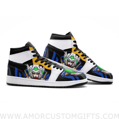 Custom GN-001 Exia Gundam Mid Top Basketball Sneakers Shoes | Personalizable Anime Fan Sneakers