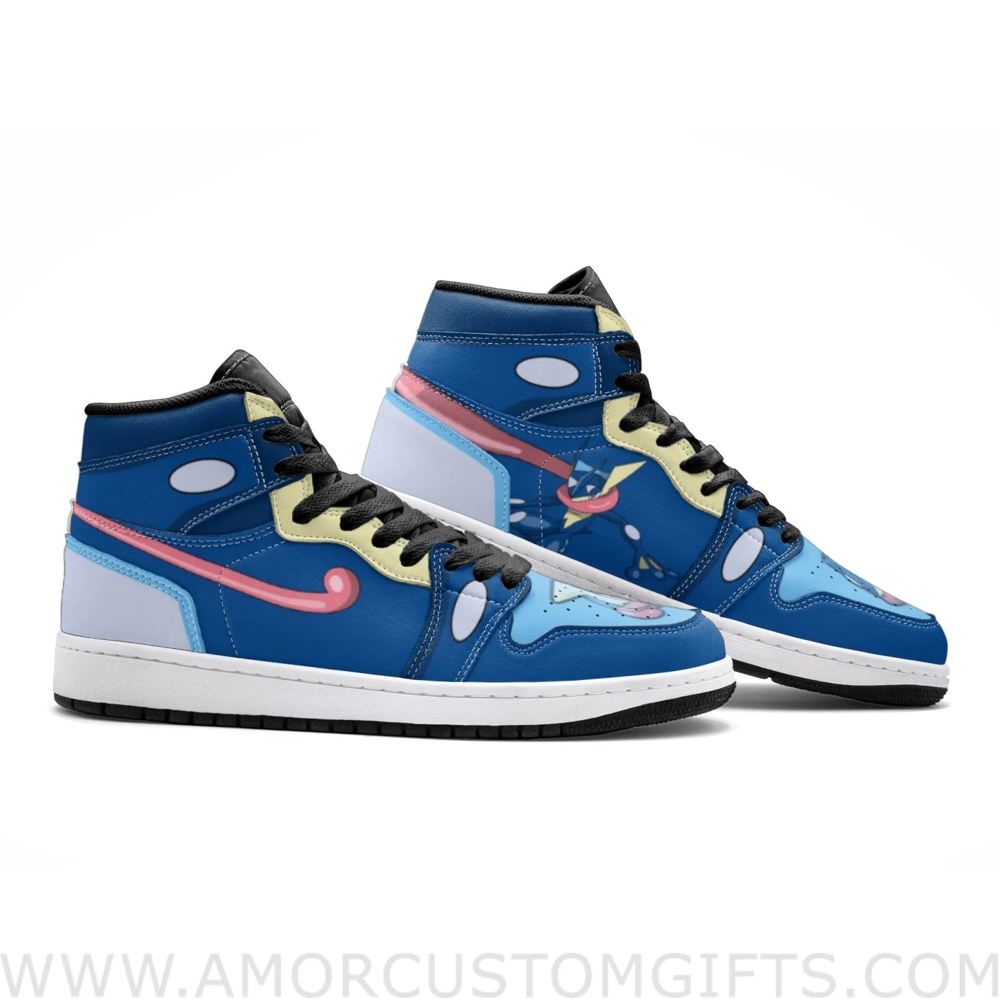 Custom Greninja Pokemon V2 Mid Top Basketball Sneakers Shoes ...