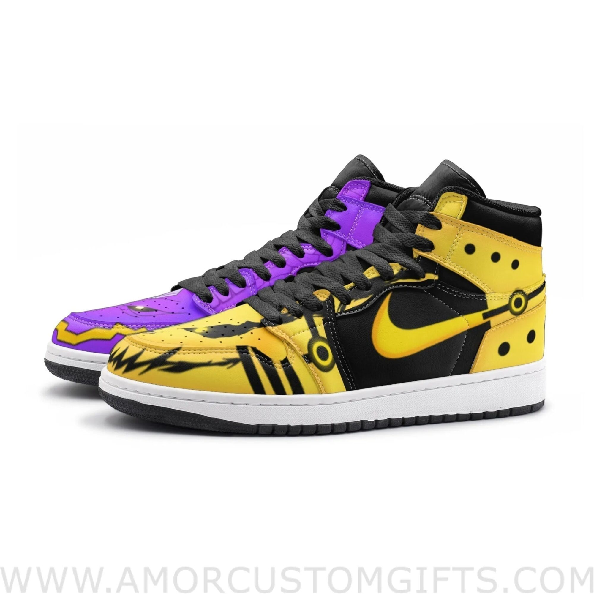 Custom Karuma and Susano Ninja Mid Top Basketball Sneakers Shoes | Personalizable Anime Fan Sneakers