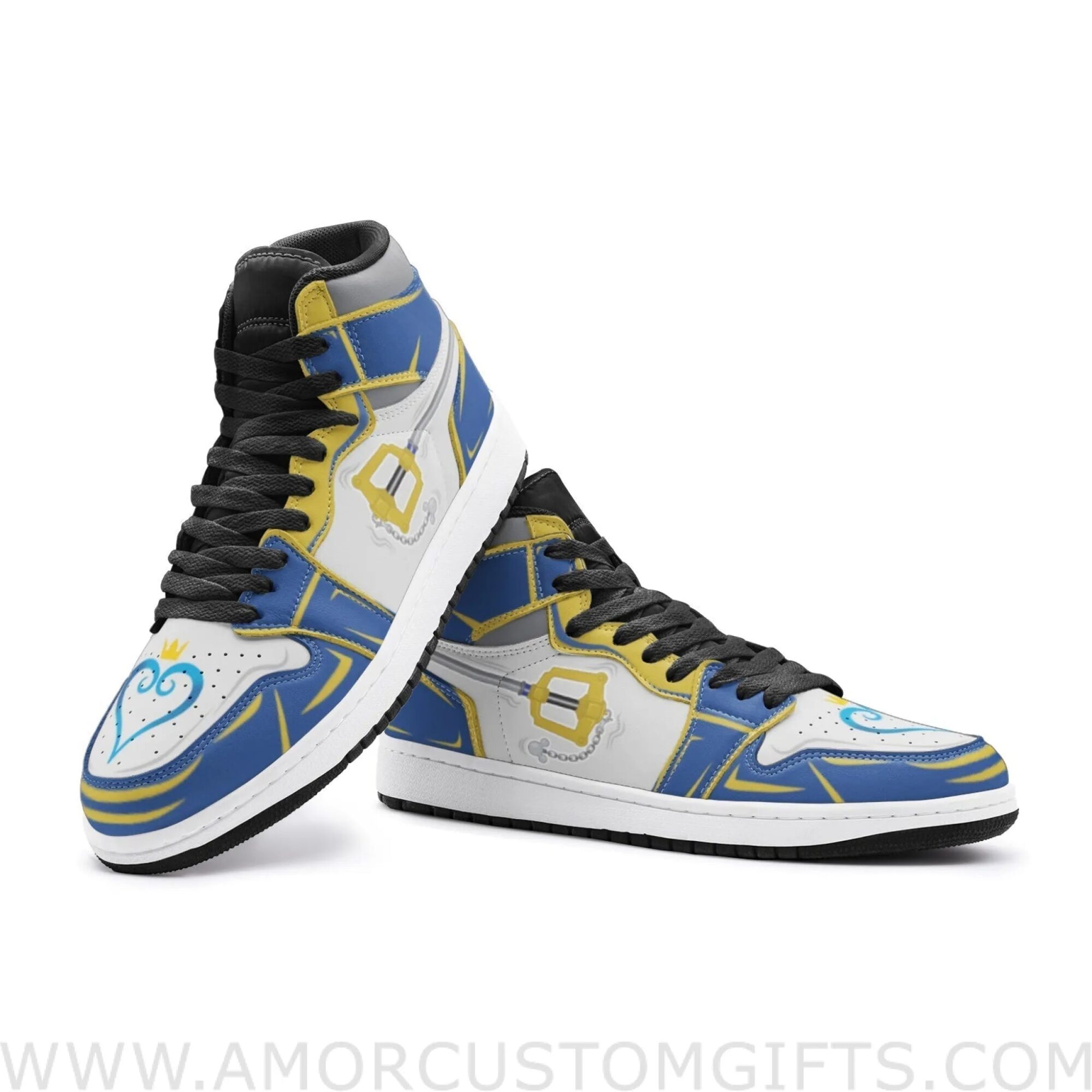 Custom Kingdom Key Kingdom Hearts Mid Top Basketball Sneakers Shoes | Personalizable Anime Fan Sneakers