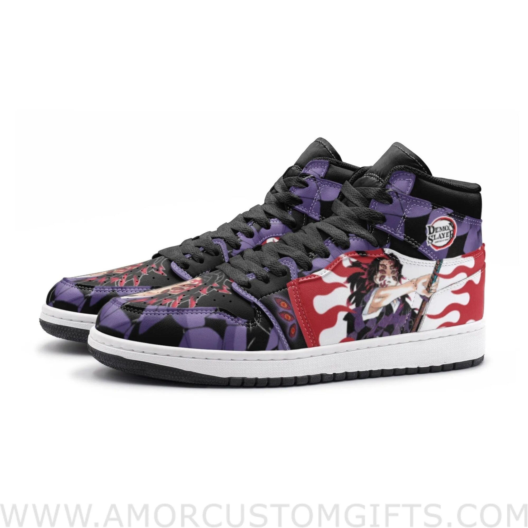 Custom Kokushibo Demon Slayer V2 Mid Top Basketball Sneakers Shoes | Personalizable Anime Fan Sneakers