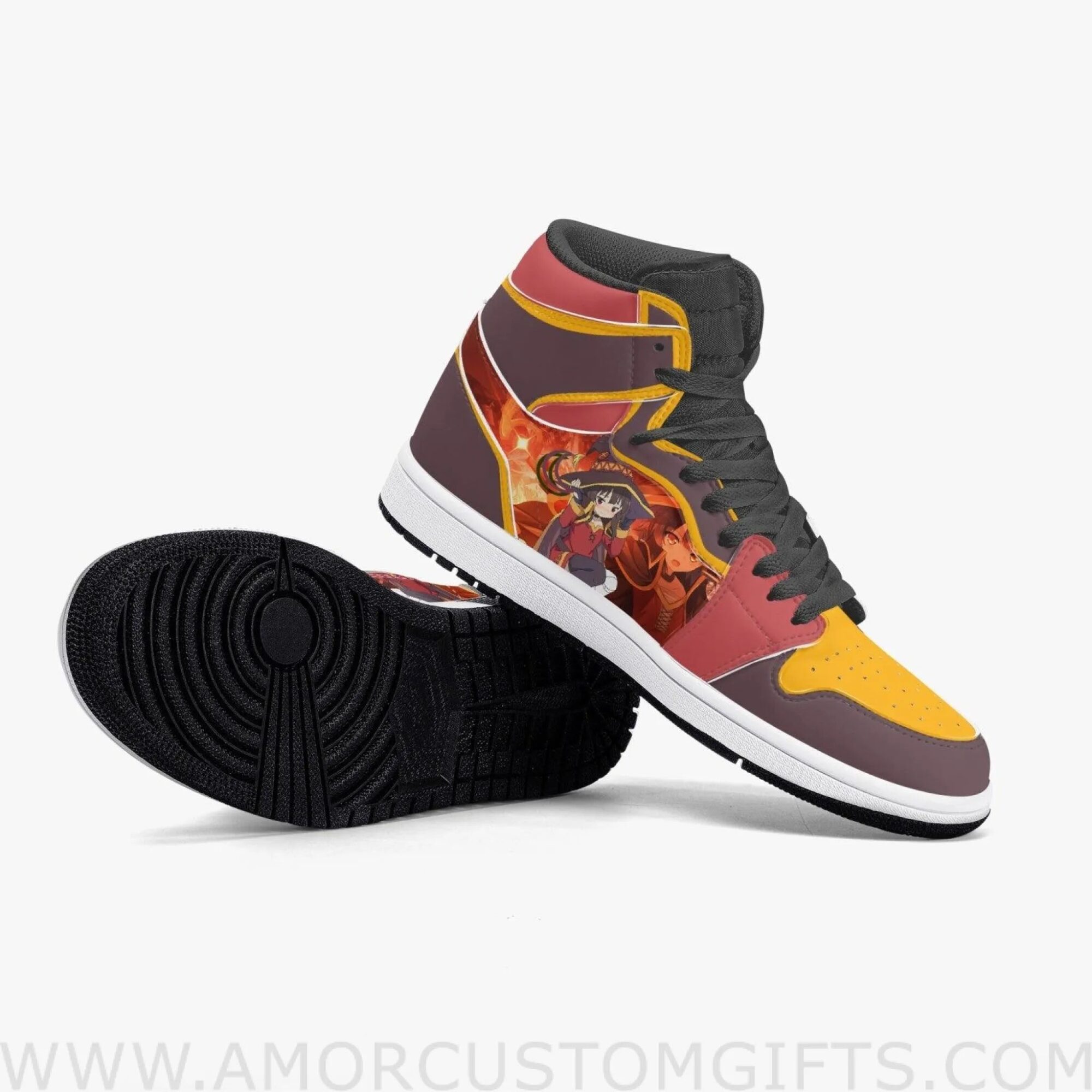 Custom KonoSuba Megumin JD1 Anime Sneakers Mid 1 Basketball Shoes