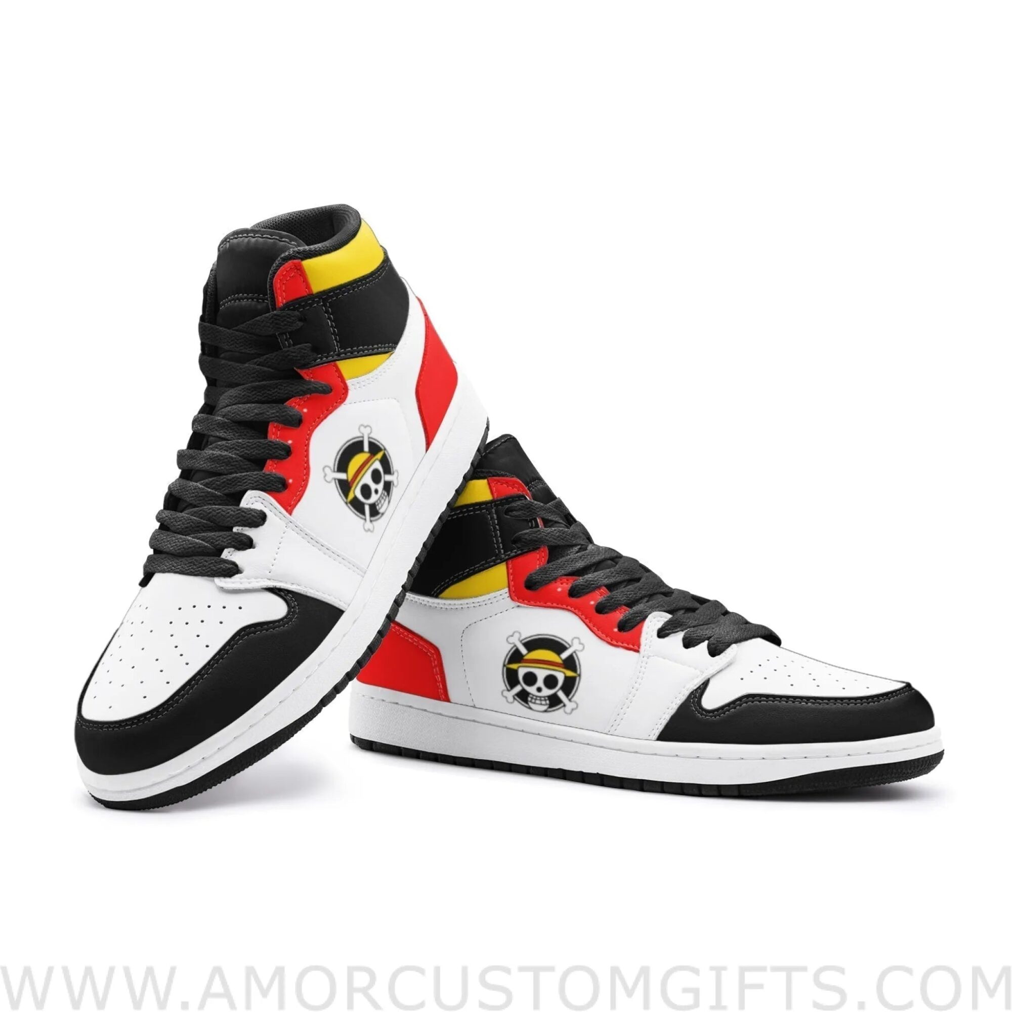 Custom Monkey D. Luffy One Piece Mid Top Basketball Sneakers Shoes | Personalizable Anime Fan Sneakers