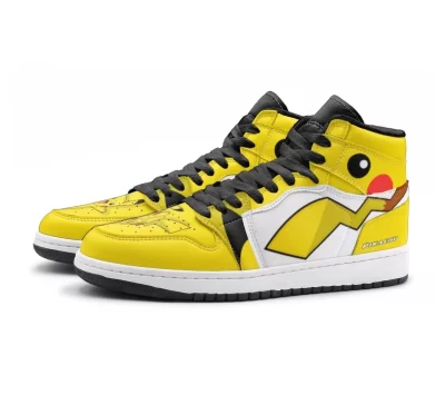 Custom Pikachu Starter Pokemon Mid Top Basketball Sneakers Shoes | Personalizable Anime Fan Sneakers