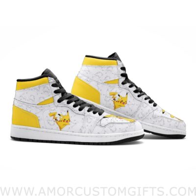 Custom Pikachu V2 Pokemon Mid Top Basketball Sneakers Shoes | Personalizable Anime Fan Sneakers