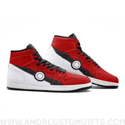 Custom Pokeball Pokemon Mid Top Basketball Sneakers Shoes | Personalizable Anime Fan Sneakers