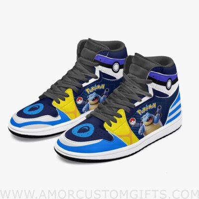 Custom Pokemon Blastoise JD1 Anime Sneakers Mid 1 Basketball Shoes