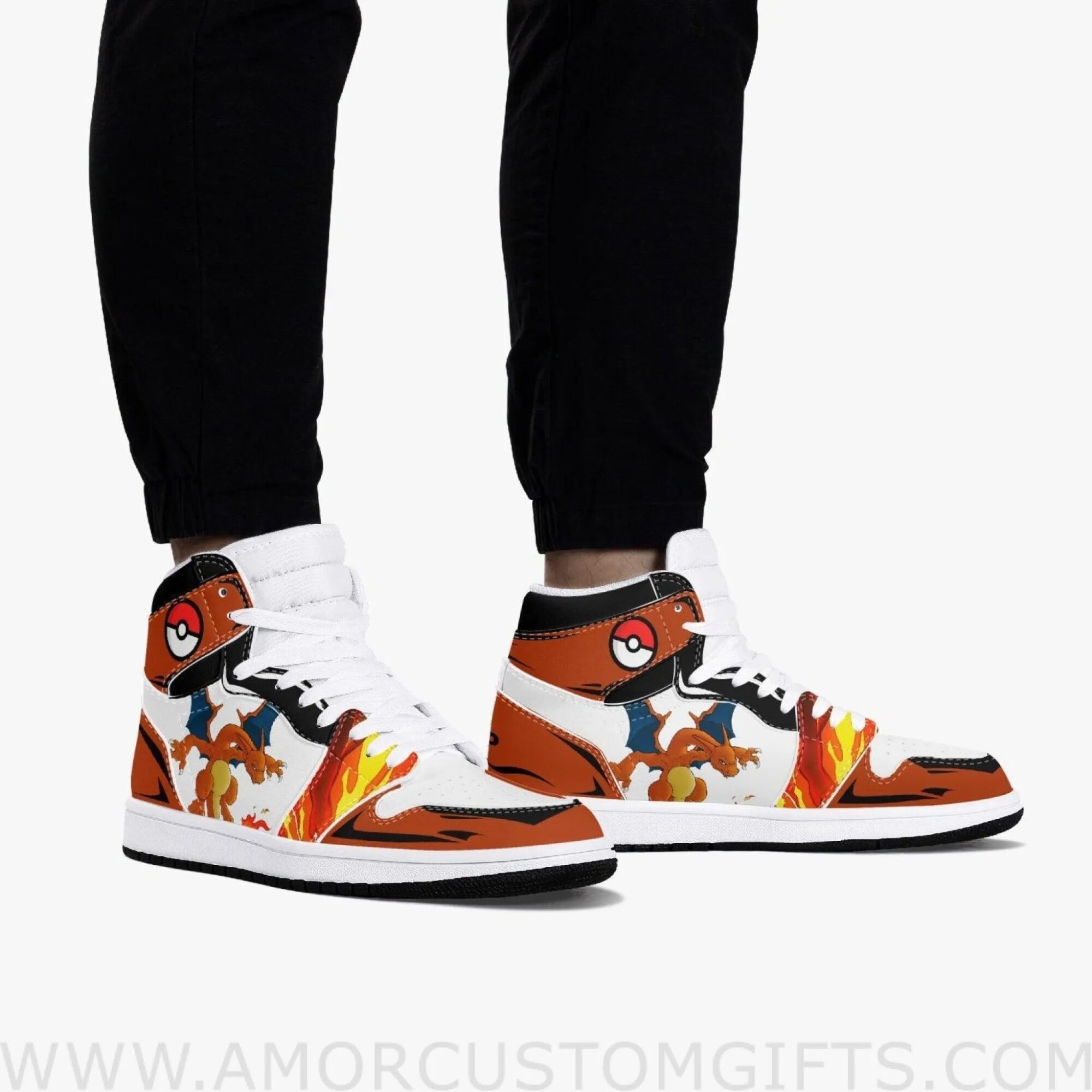 Custom Pokemon Charizard JD1 Anime Sneakers Mid 1 Basketball Shoes