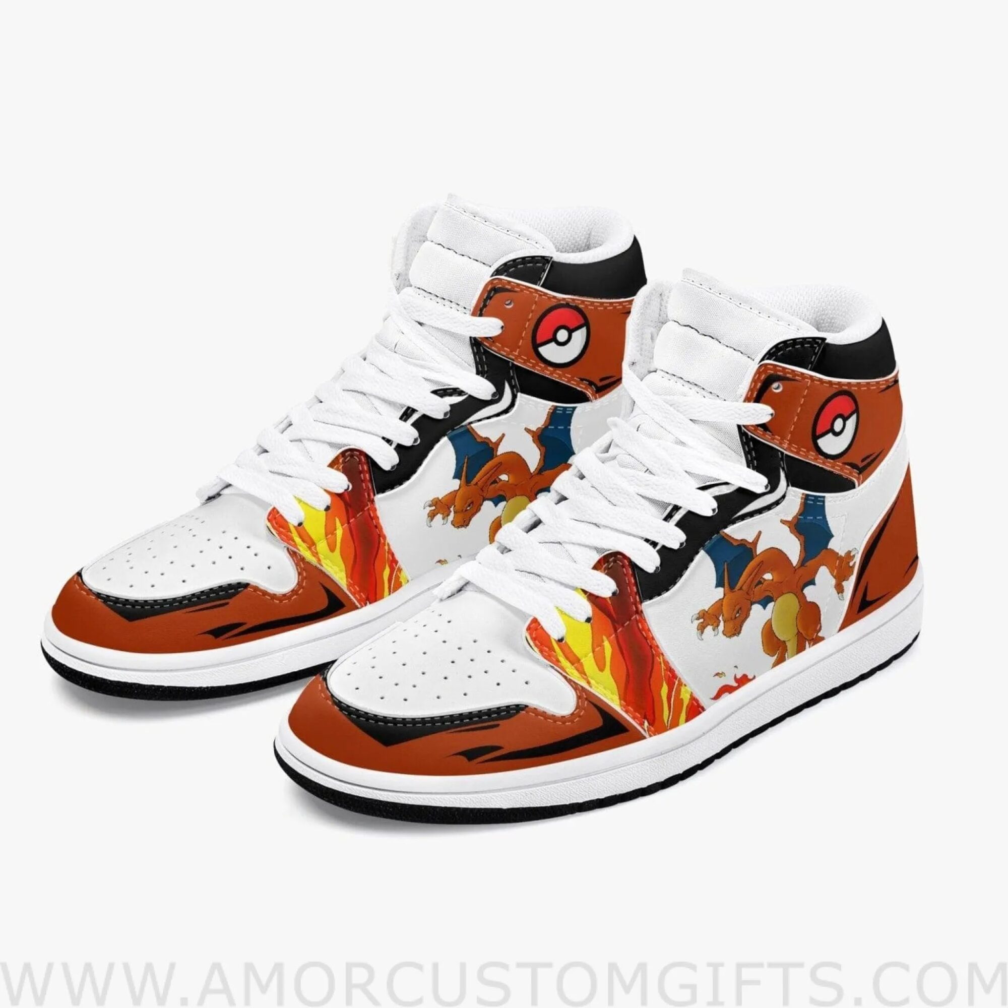 Custom Pokemon Charizard JD1 Anime Sneakers Mid 1 Basketball Shoes