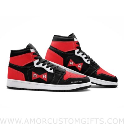 Custom Red Ribbon Dragonball Z Mid Top Basketball Sneakers Shoes | Personalizable Anime Fan Sneakers