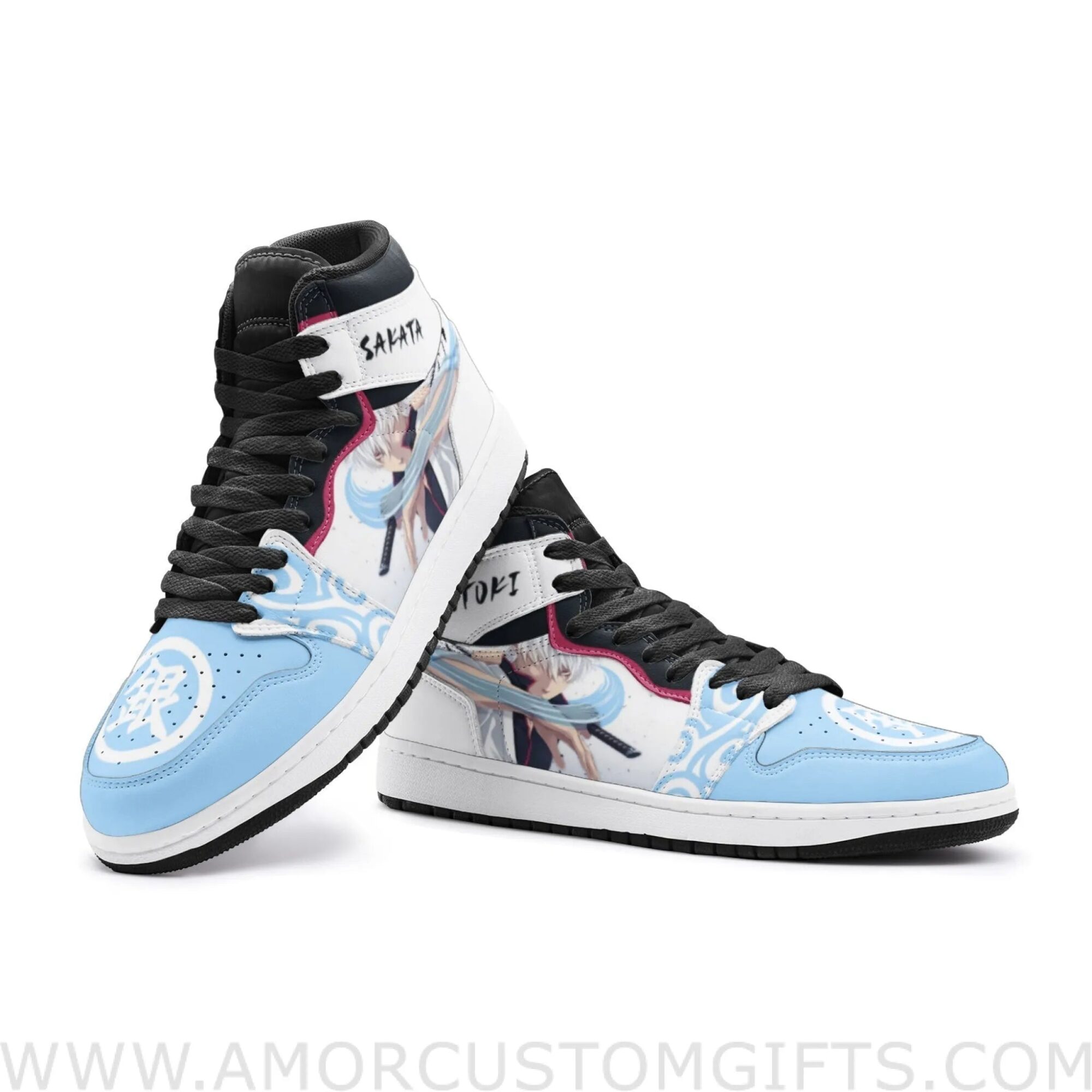 Custom Sakata Gintoki Gintama Mid Top Basketball Sneakers Shoes | Personalizable Anime Fan Sneakers