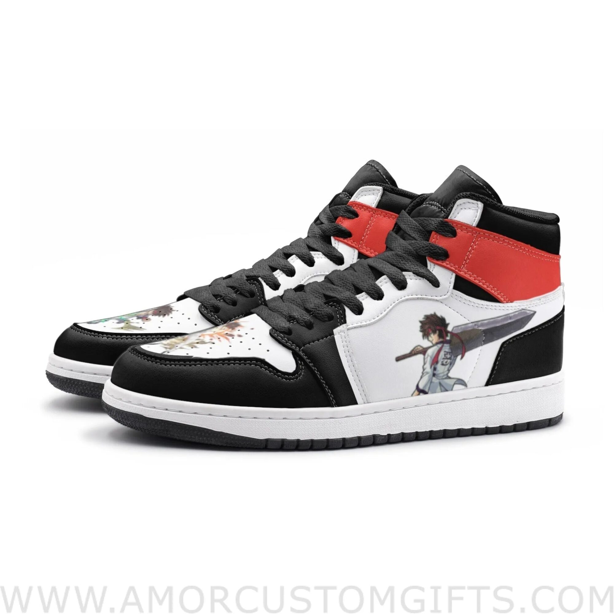 Custom Sanosuke Sagara Rurouni Kenshin Mid Top Basketball Sneakers Shoes | Personalizable Anime Fan Sneakers