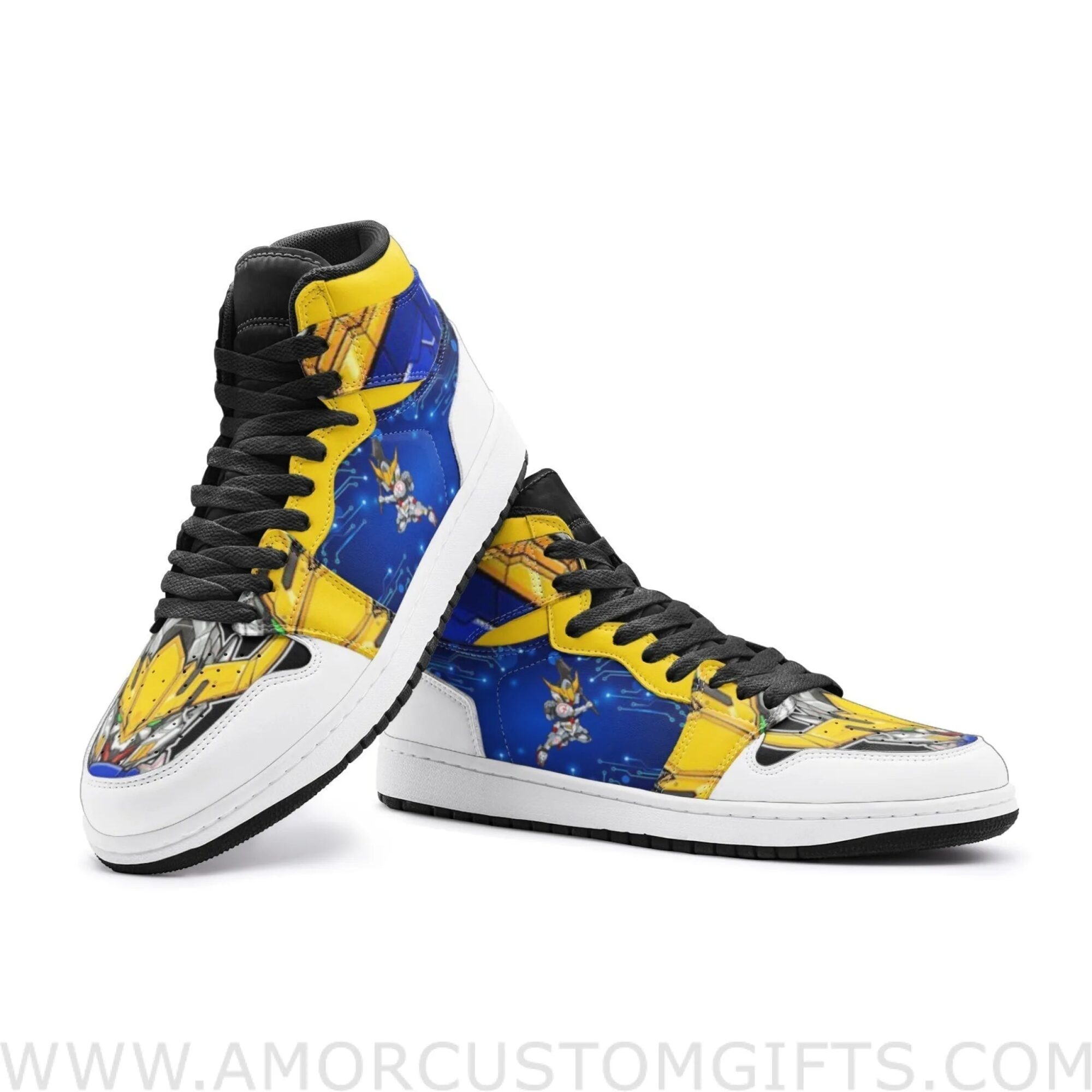 Custom SD Barbatos Gundam Mid Top Basketball Sneakers Shoes | Personalizable Anime Fan Sneakers