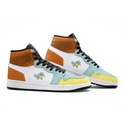 Custom Squirtle Pokemon V2 Mid Top Basketball Sneakers Shoes | Personalizable Anime Fan Sneakers