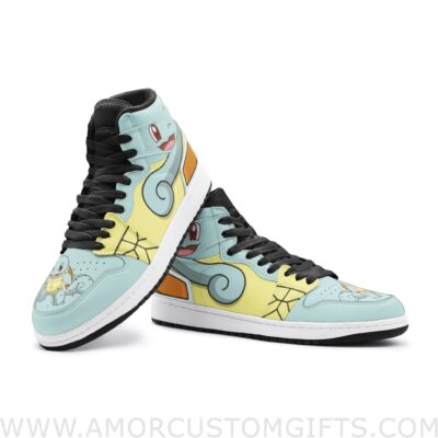 Custom Squirtle Starter Pokemon Mid Top Basketball Sneakers Shoes | Personalizable Anime Fan Sneakers