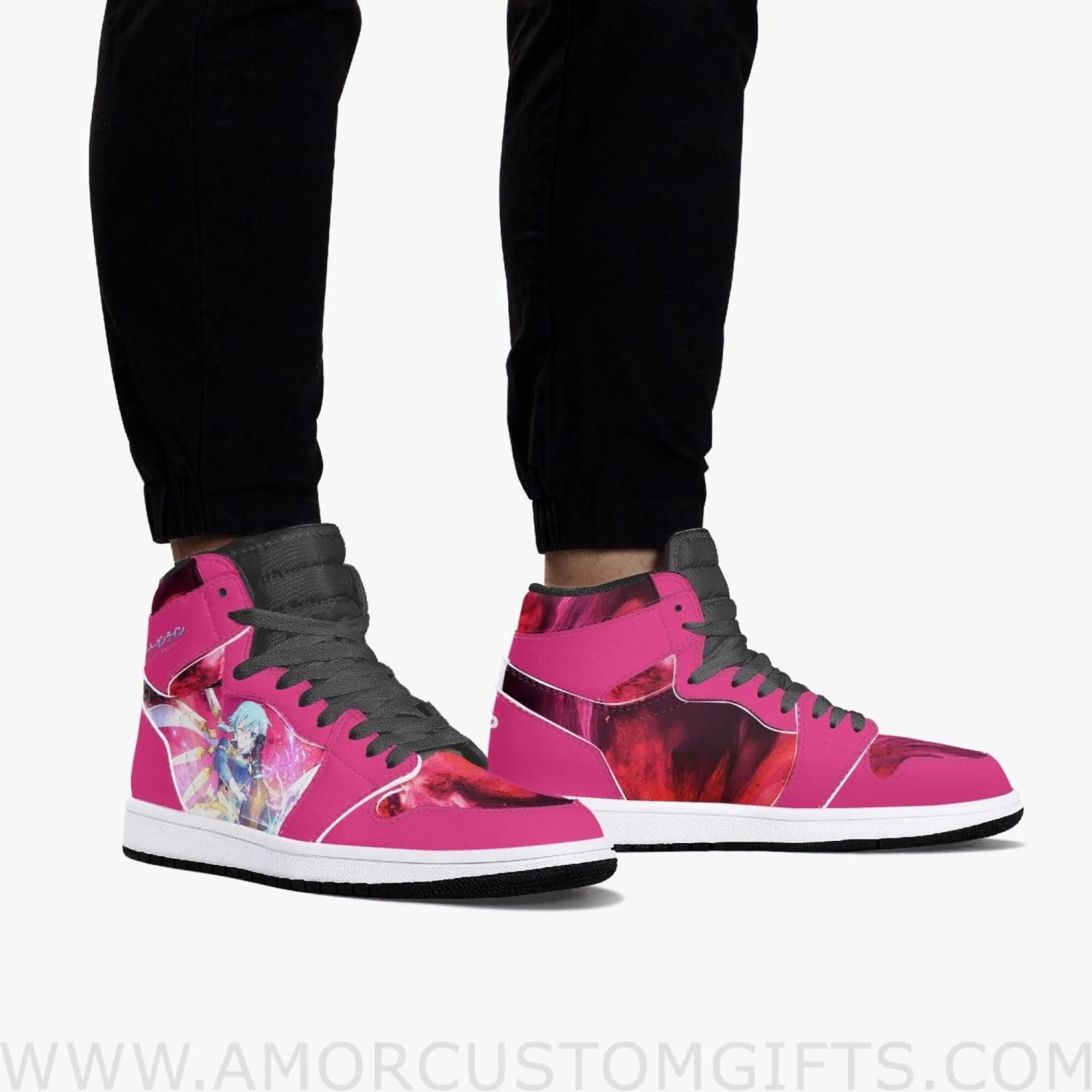 Custom Sword Art Online Sinon JD1 Anime Sneakers Mid 1 Basketball Shoes