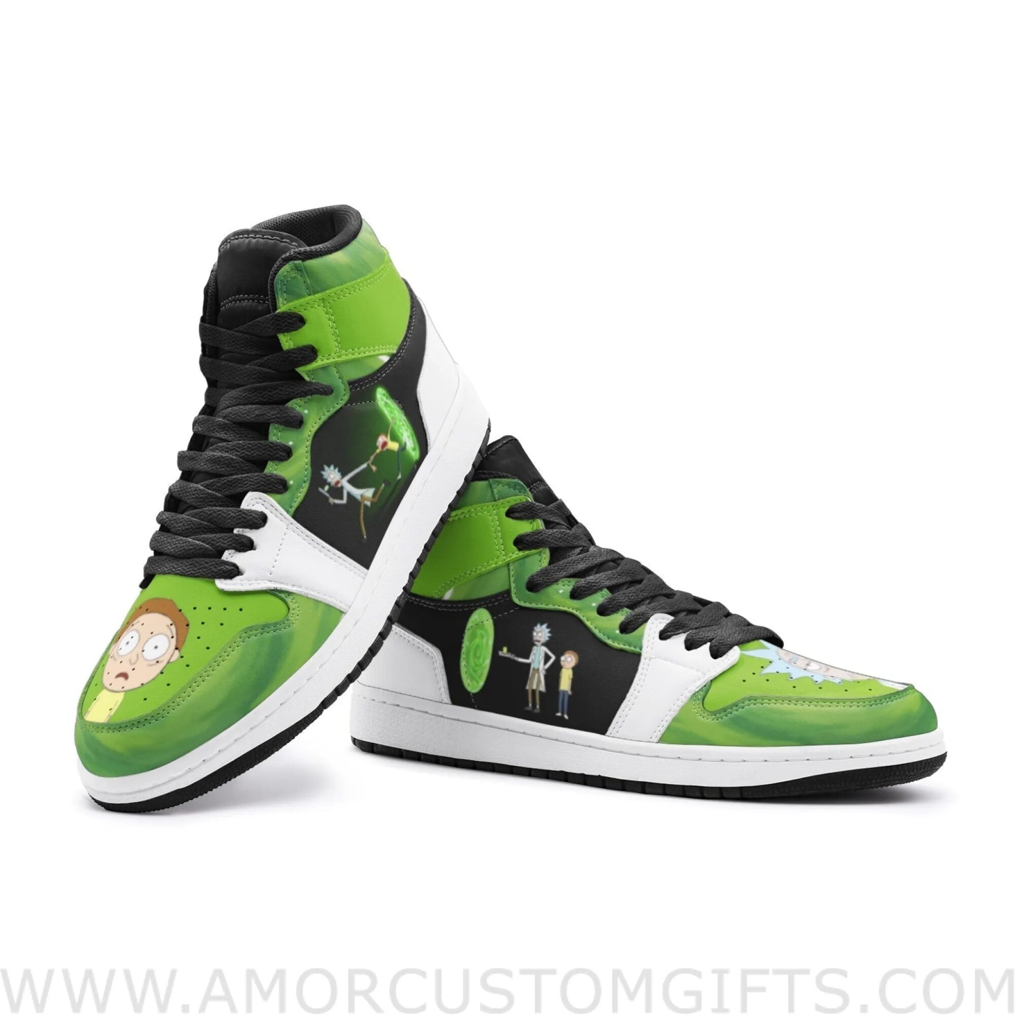 Custom Travel Time Rick and Morty Mid Top Basketball Sneakers Shoes | Personalizable Anime Fan Sneakers