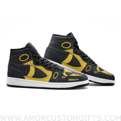 Custom Umbreon V2 Pokemon Mid Top Basketball Sneakers Shoes | Personalizable Anime Fan Sneakers