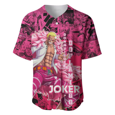 Pink Style Donquixote Doflamingo Joker Baseball Jersey One Piece Baseball Jersey Anime Baseball Jersey