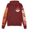 Flareon Pokemon Streetwear Otaku Cosplay Anime Zip Hoodie