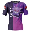 Hooktab Gengar Attack Pokemon Short Sleeve Rash Guard Compression Shirt Cosplay Anime Gym Shirt