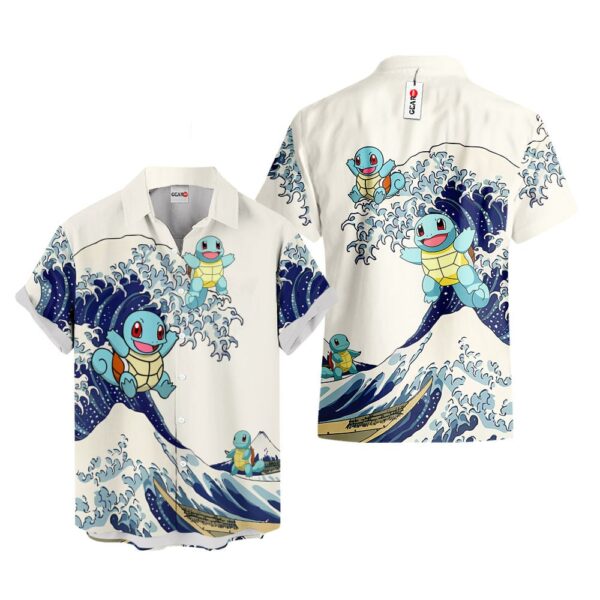 Merch Squirtle Kanagawa Great Wave Squirtle Hawaiian Shirt Pokemon Hawaiian Shirt Anime Hawaiian Shirt