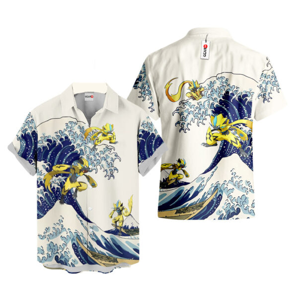 Merch Zeraora Kanagawa Great Wave Zeraora Hawaiian Shirt Pokemon Hawaiian Shirt Anime Hawaiian Shirt