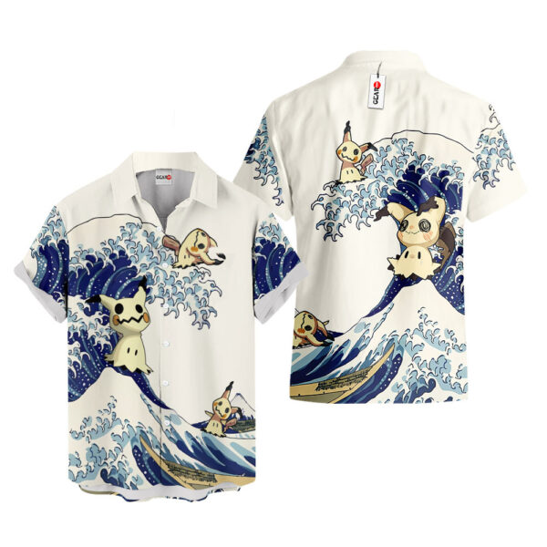 Merch Mimikyu Kanagawa Great Wave Mimikyu Hawaiian Shirt Pokemon Hawaiian Shirt Anime Hawaiian Shirt