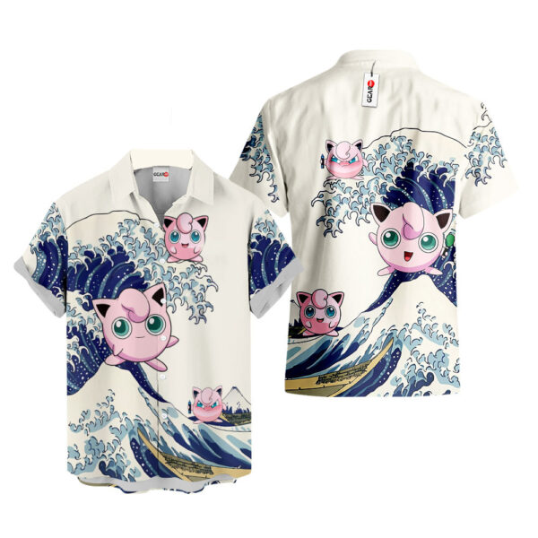 Merch Jigglypuff Kanagawa Great Wave Jigglypuff Hawaiian Shirt Pokemon Hawaiian Shirt Anime Hawaiian Shirt