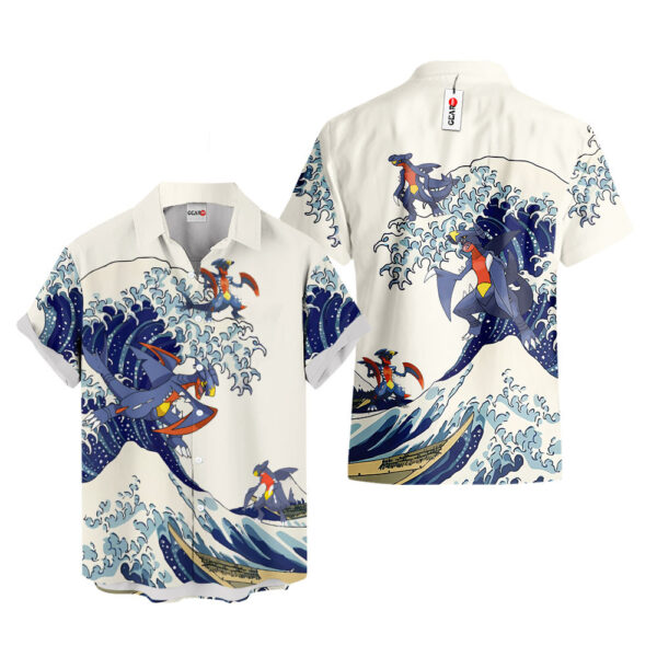 Merch Garchomp Kanagawa Great Wave Garchomp Hawaiian Shirt Pokemon Hawaiian Shirt Anime Hawaiian Shirt