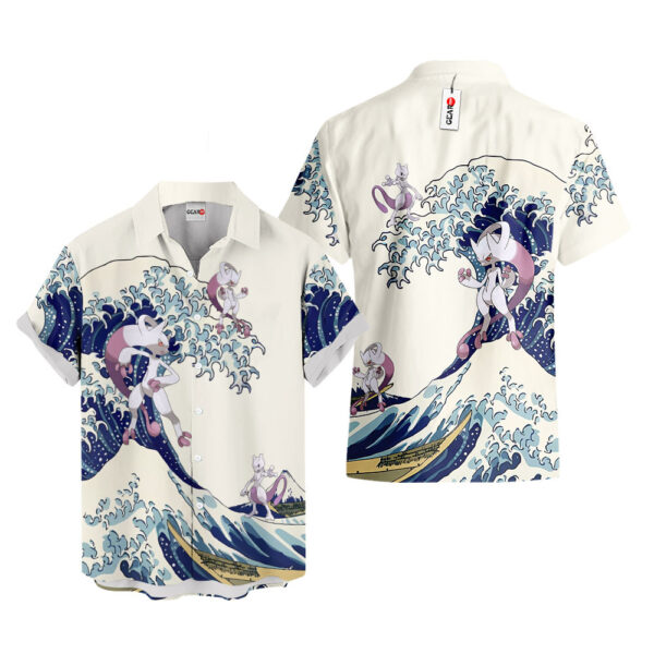 Merch Mewtwo Kanagawa Great Wave Mewtwo Hawaiian Shirt Pokemon Hawaiian Shirt Anime Hawaiian Shirt