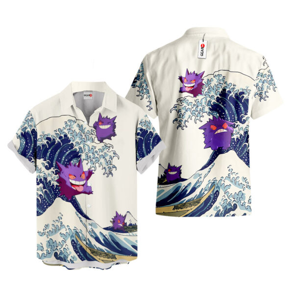 Merch Gengar Kanagawa Great Wave Gengar Hawaiian Shirt Pokemon Hawaiian Shirt Anime Hawaiian Shirt