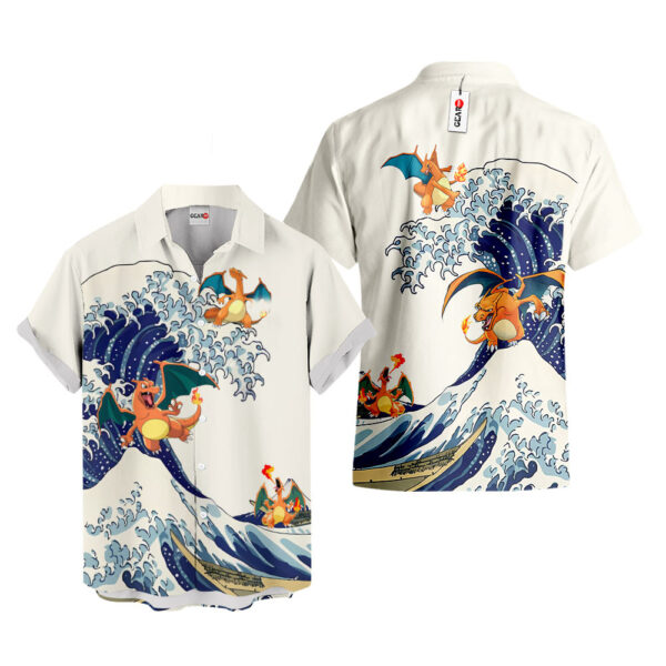 Merch Charizard Kanagawa Great Wave Charizard Hawaiian Shirt Pokemon Hawaiian Shirt Anime Hawaiian Shirt