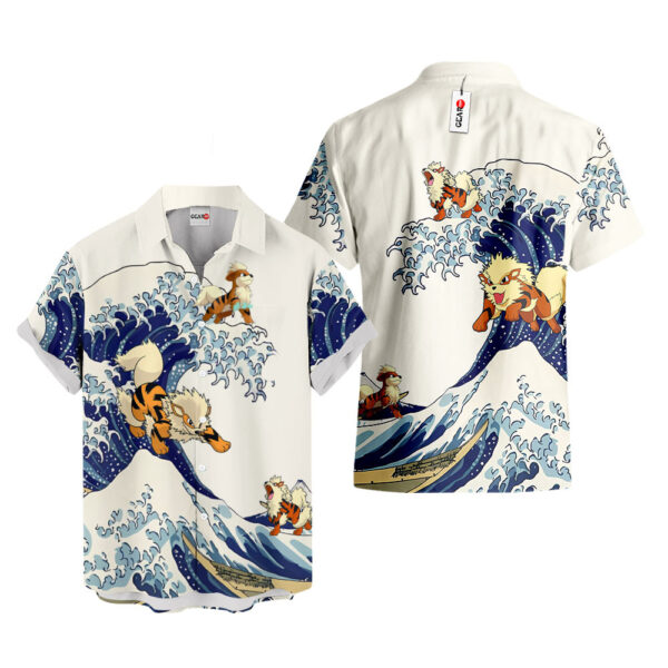 Merch Arcanine Kanagawa Great Wave Arcanine Hawaiian Shirt Pokemon Hawaiian Shirt Anime Hawaiian Shirt