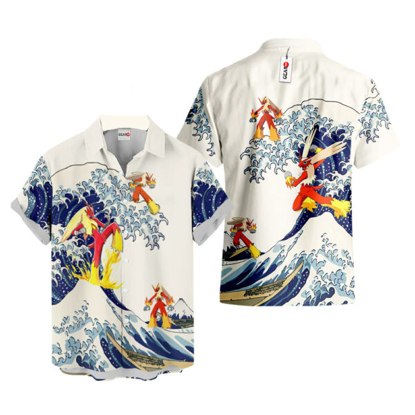 Merch Blaziken Kanagawa Great Wave Blaziken Hawaiian Shirt Pokemon Hawaiian Shirt Anime Hawaiian Shirt