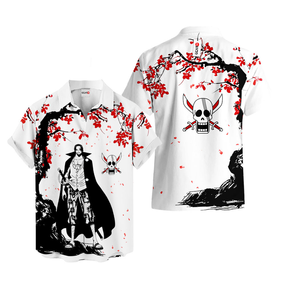 Japan Cherry Blossom Style Shanks Hawaiian Shirt One Piece Hawaiian Shirt Anime Hawaiian Shirt