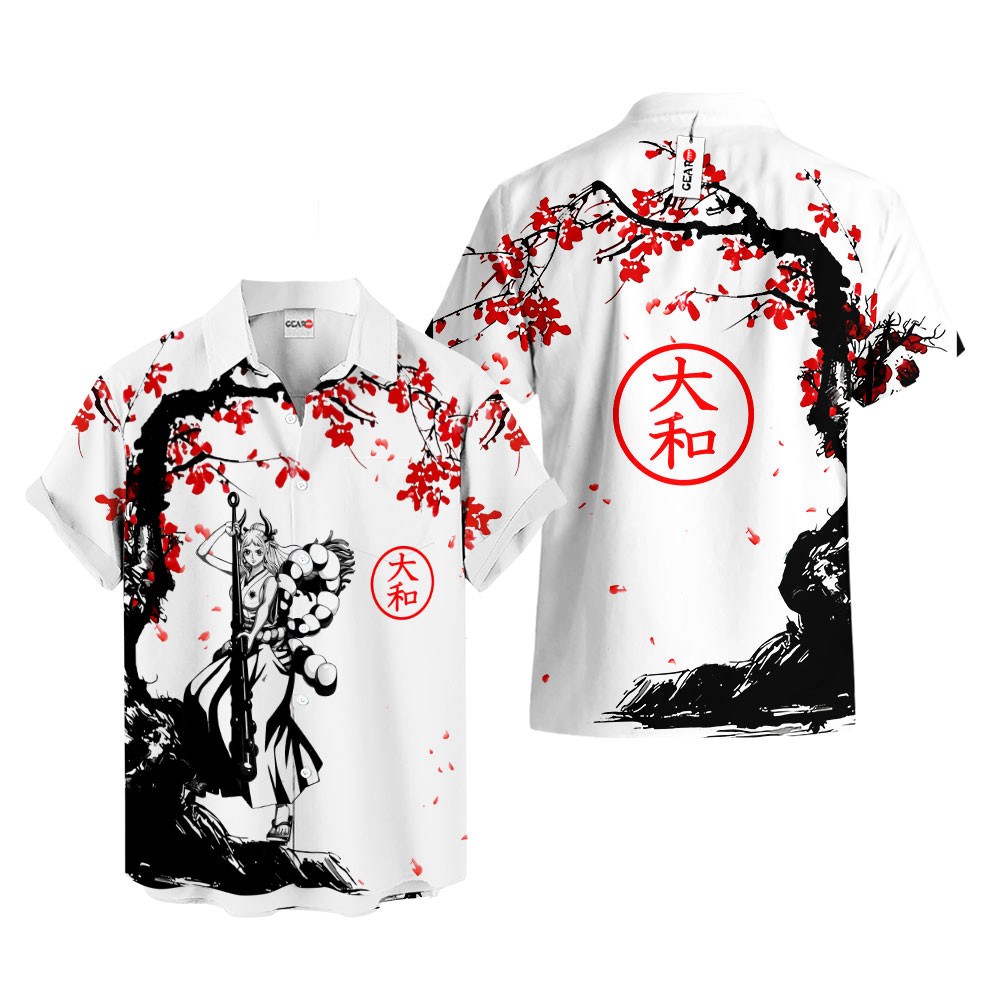 Japan Cherry Blossom Style Yamato Hawaiian Shirt One Piece Hawaiian Shirt Anime Hawaiian Shirt