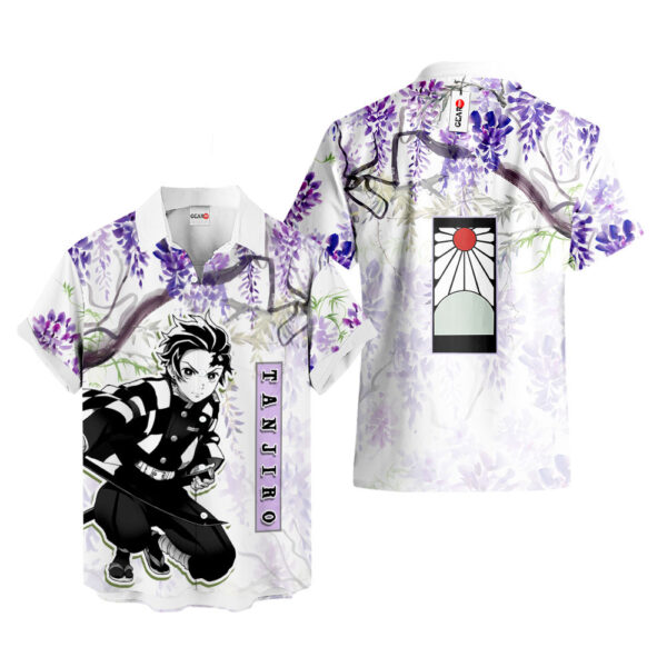 Wisteria Style Tanjiro Hawaiian Shirt Demon Slayer Hawaiian Shirt Anime Hawaiian Shirt