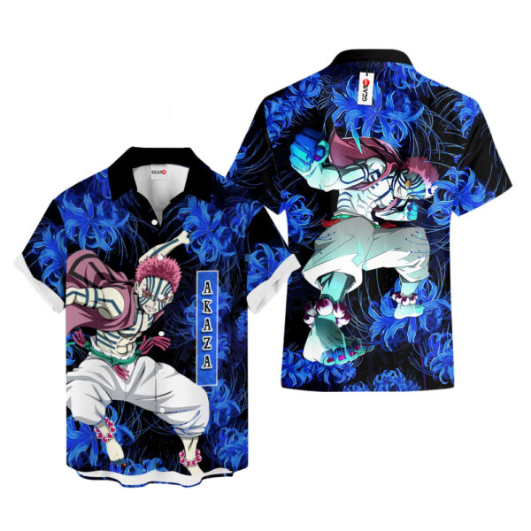 Blue Spider Lily Akaza Hawaiian Shirt Demon Slayer Hawaiian Shirt Anime Hawaiian Shirt