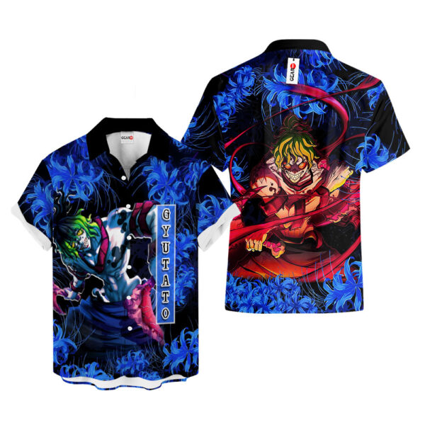 Blue Spider Lily Gyutato Hawaiian Shirt Demon Slayer Hawaiian Shirt Anime Hawaiian Shirt