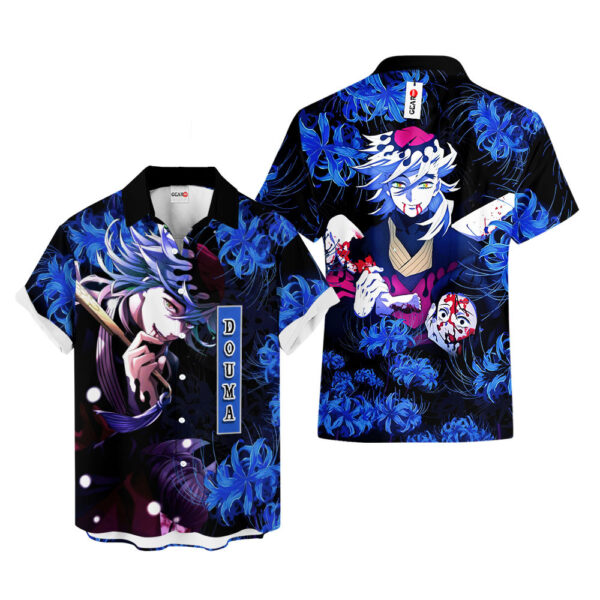 Blue Spider Lily Douma Hawaiian Shirt Demon Slayer Hawaiian Shirt Anime Hawaiian Shirt