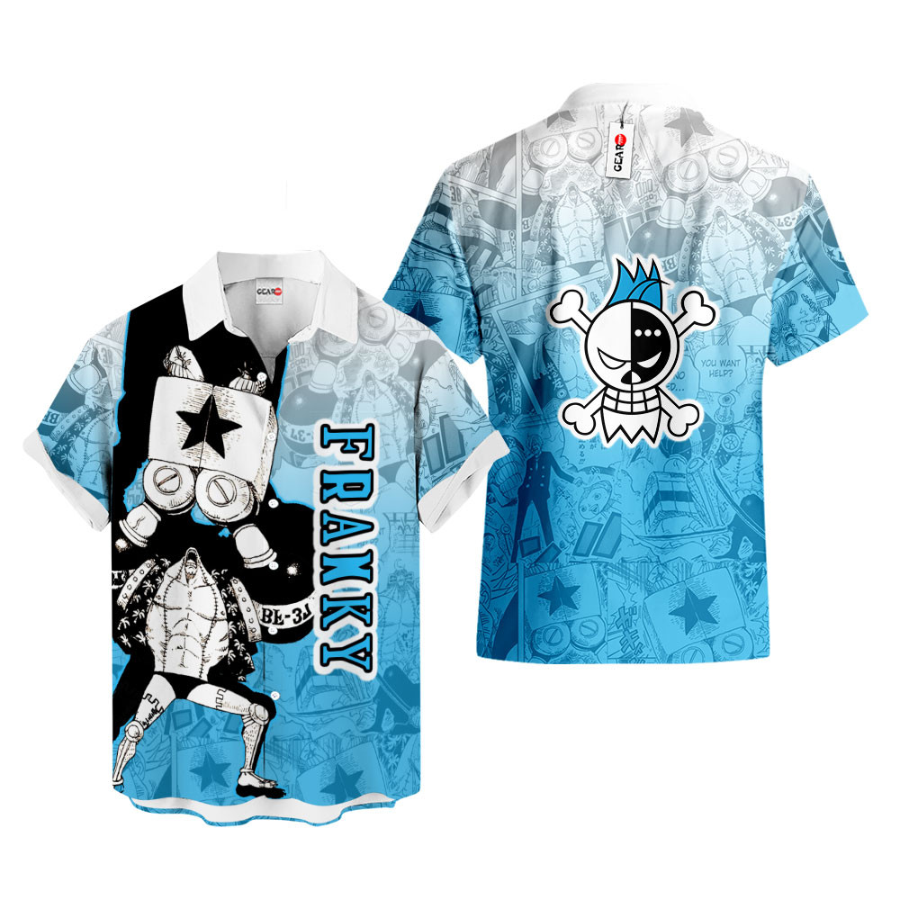 Manga Style Franky Hawaiian Shirt One Piece Hawaiian Shirt Anime Hawaiian Shirt