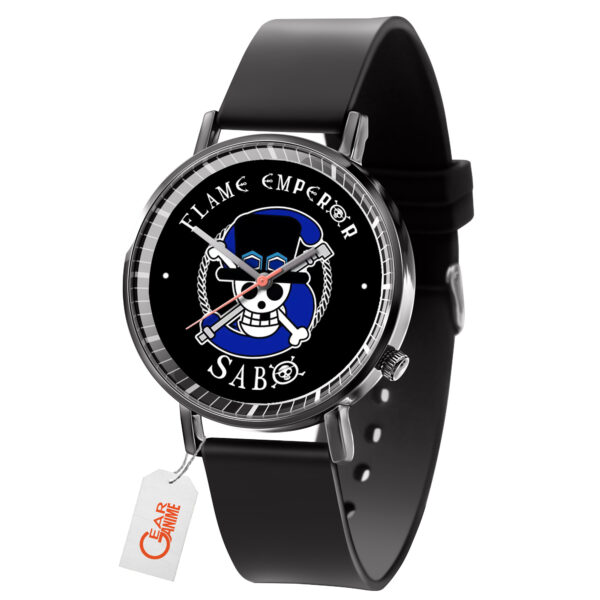 Sabo Symbol One Piece Anime Leather Band Wrist Watch Personalized