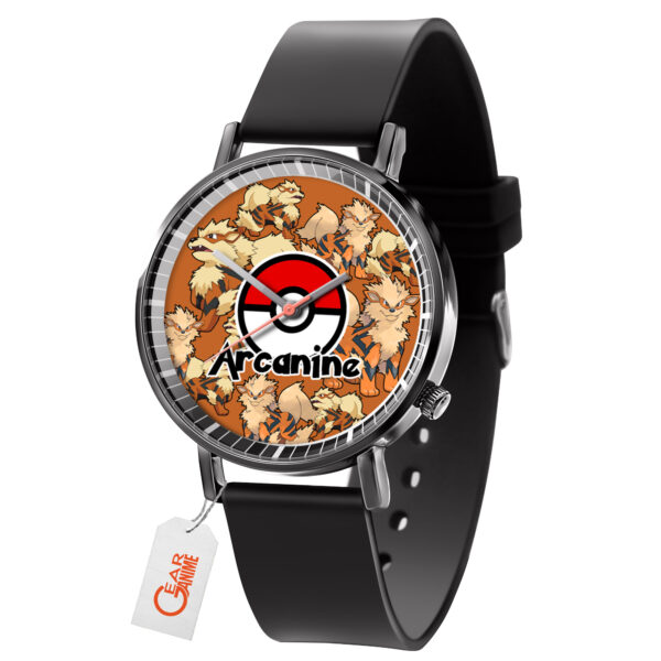 Arcanine Pokemon Anime Leather Band Wrist Watch Personalized