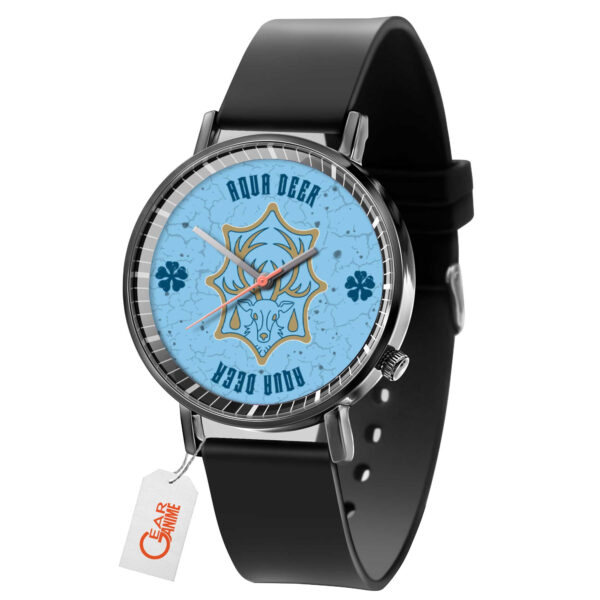 Aqua Deer Black Clover Anime Leather Band Wrist Watch Personalized